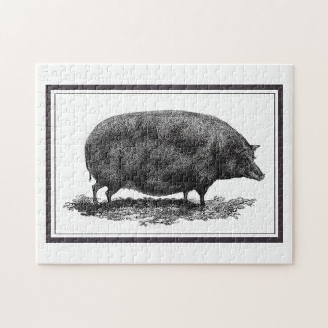 Vintages Schweinradierungspuzzlespiel (Horizontal)