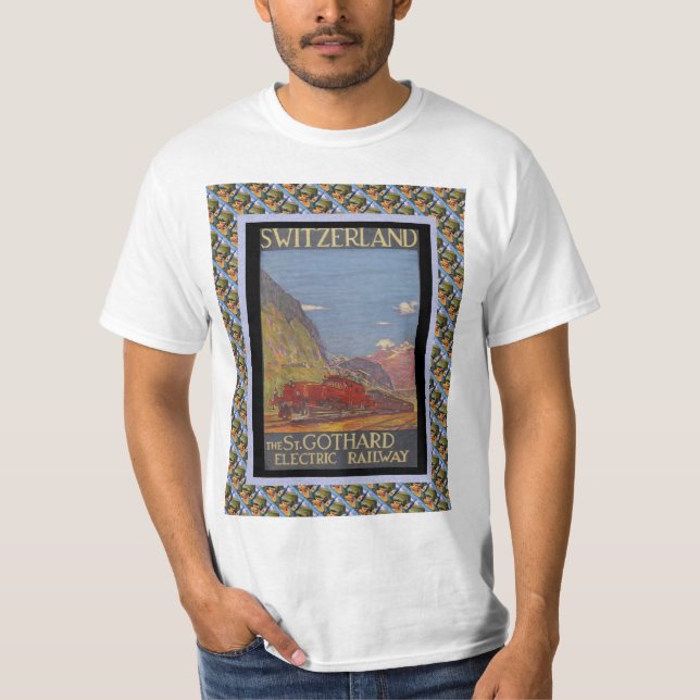 Vintages Schweizer Eisenbahn-St. Gotthard T-Shirt (Vorderseite)