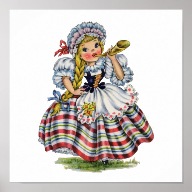 Vintages Schweizer Mädchenkleid Poster (Vorne)