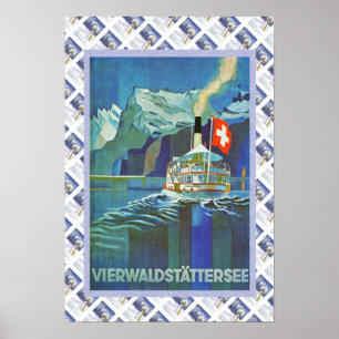Vintages Schweizer Plakat Vierwaldstattersee