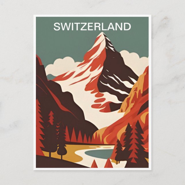 Vintages Schweizer Skigebiet Wintertour Europa Postkarte (Vorderseite)