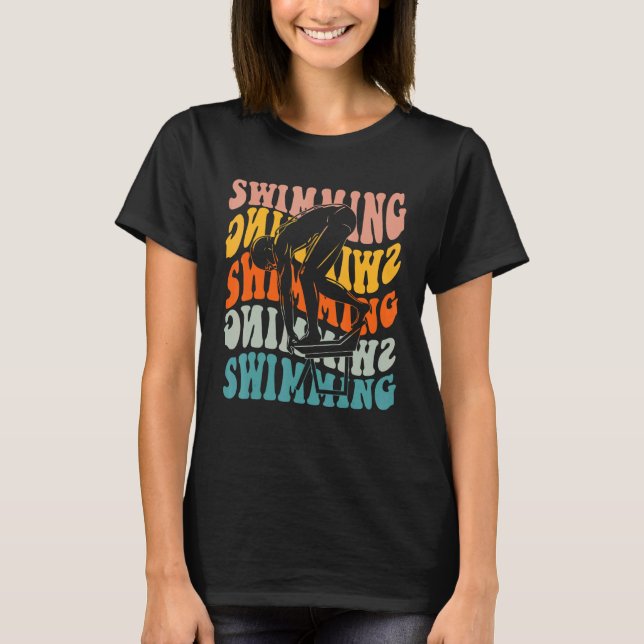 Vintages Schwimmen Badende Mens Jungs Kinder T-Shirt (Vorderseite)