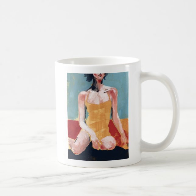 Vintages Schwimmen - Gelber Badeanzug Kaffeetasse (Rechts)
