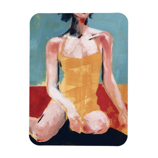 Vintages Schwimmen - Gelber Badeanzug Magnet (Vertikal)