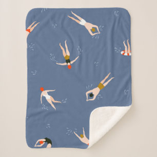 Vintages Schwimmmuster Sherpadecke