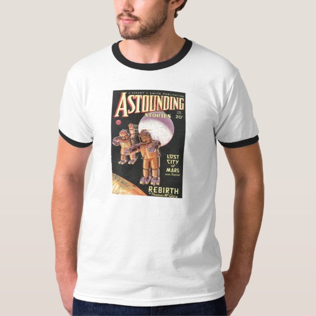Vintages Sci FI-Comic-verblüffengeschichten 1934 T-Shirt (Vorderseite)