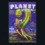 VINTAGES SCIENCE FICTION Küchen-Tuch Küchentuch<br><div class="desc">Ein Vintages Art-Küchen-Tuch,  mit einer Abdeckung der amerikanischen Massen-Science Fictionzeitschrift Planeten-Geschichten,  Frühling 1942. Der Abdeckungskünstler ist Allen Anderson.</div>