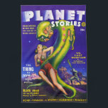 VINTAGES SCIENCE FICTION Küchen-Tuch Küchentuch<br><div class="desc">Ein Vintages Art-Küchen-Tuch,  mit einer Abdeckung der amerikanischen Massen-Science Fictionzeitschrift Planeten-Geschichten,  Frühling 1942. Der Abdeckungskünstler ist Allen Anderson.</div>