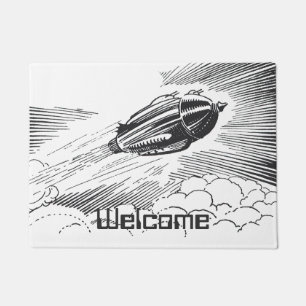 Vintages Science Fiction-Raumschiff Rocket in den Fußmatte