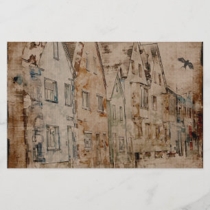 Vintages Scrapbook Art Journal Malerei Sepia Briefpapier