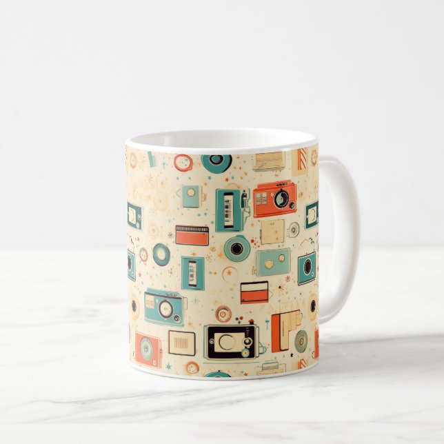 Vintages Scrapbook-Muster Kaffeetasse (VorderseiteRechts)