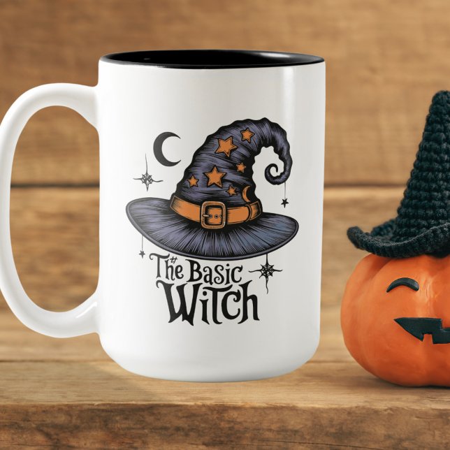 Vintages Script Basic Hexenkaffee Halloween Zweifarbige Tasse (Von Creator hochgeladen)