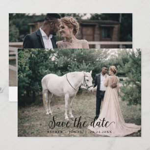 Vintages Script Horizontales Foto Save The Date