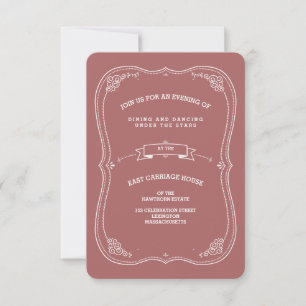 Vintages Scroll in Marsala Hochzeitskarte Einladung