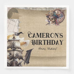 Vintages Scroll Treasmap Pirates Party Serviette