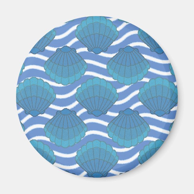 Vintages Seashell- und Wellenmuster Magnet (Vorne)