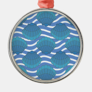 Vintages Seashell- und Wellenmuster Silbernes Ornament