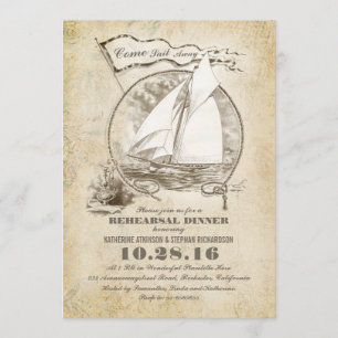 Vintages Seeboots-Probenabendessen laden ein Einladung