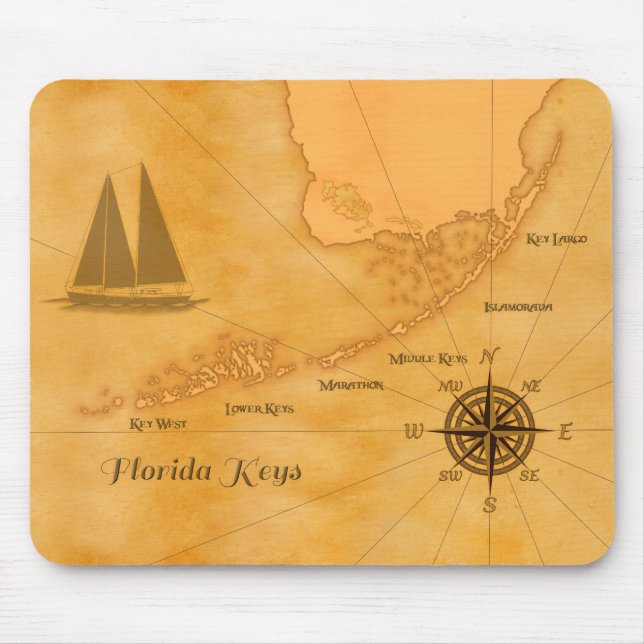 Vintages Seeflorida befestigt Karte Mousepad (Vorne)