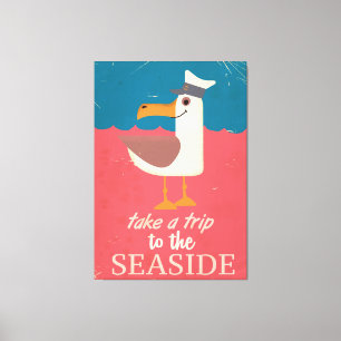 Vintages Seegras-Reiseplakat. Leinwanddruck