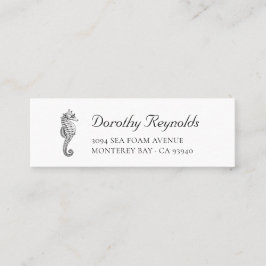 Vintages Seepferd mit Elegant Script Schriftart. Mini Visitenkarte