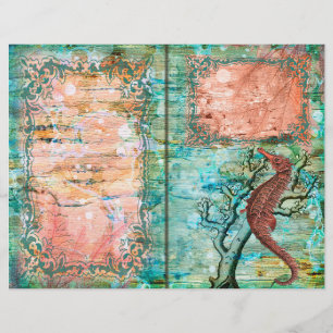 Vintages Seepferd und Lobster-Journal