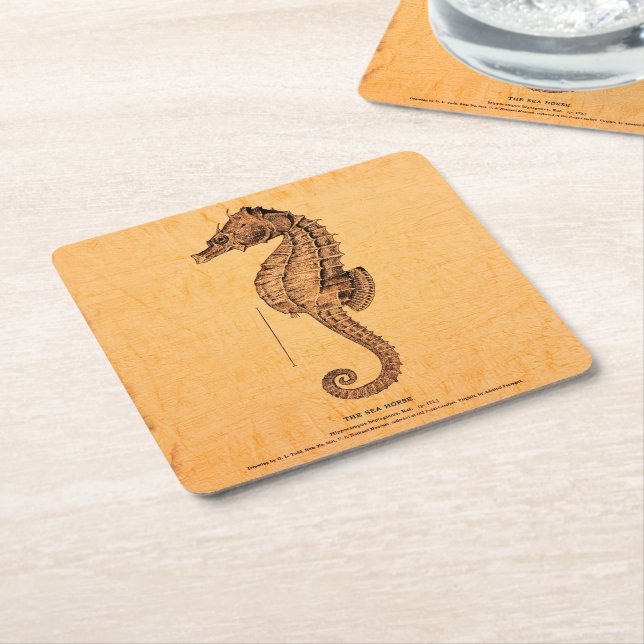 Vintages Seepferdchen Rechteckiger Pappuntersetzer (angewinkelt)