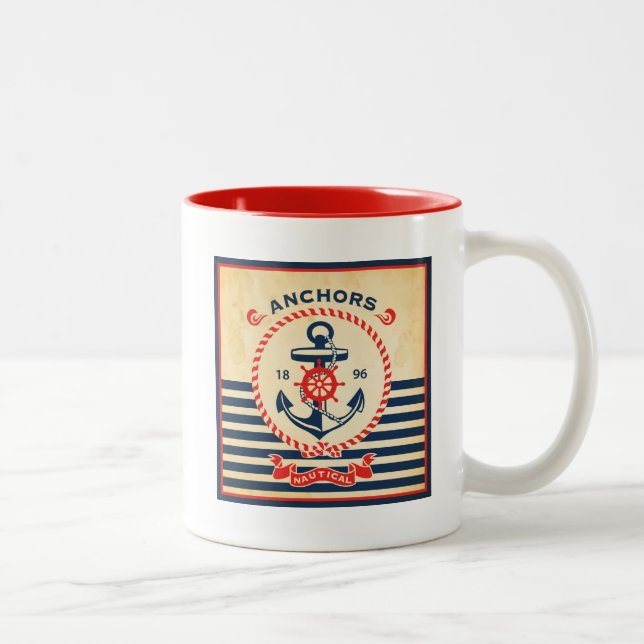 Vintages Seeplakat Zweifarbige Tasse (Rechts)
