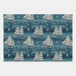 Vintages Seeschiff Geschenkpapier Set