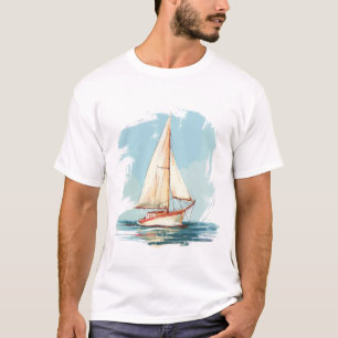 Vintages Segelboot am Ozean - Minimalistische Kuns T-Shirt