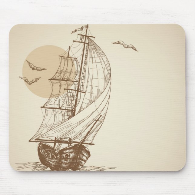 Vintages Segelboot Mousepad (Vorne)