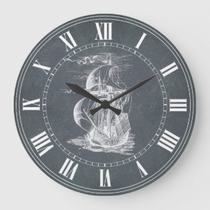 Vintages Segeln-Schiff Große Wanduhr