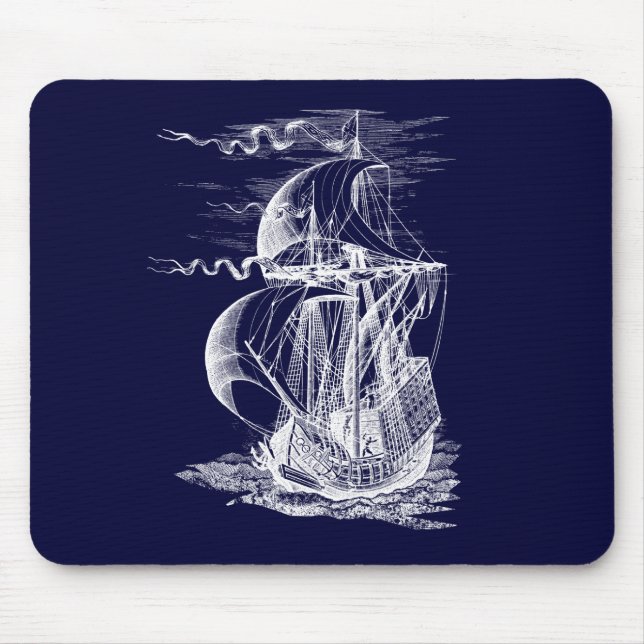 Vintages Segeln-Schiff Mousepad (Vorne)