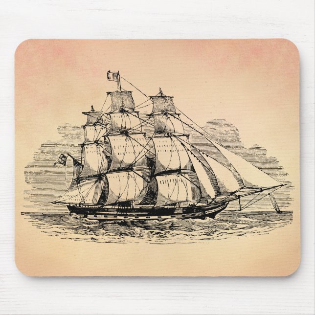 Vintages Segeln-Schiff Mousepad (Vorne)