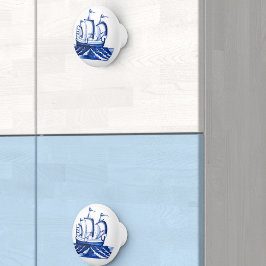 Vintages Segelschiff aus dem 18. Jahrhundert Keramikknauf