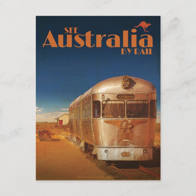 Vintages Sehen Australien per Bahnreisekarte Postkarte (Vorderseite)