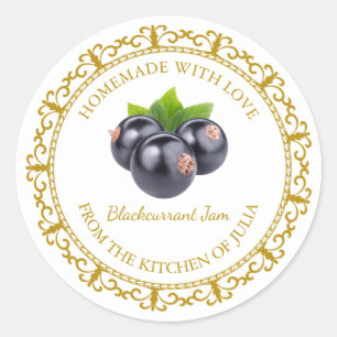 Vintages, selbst gemachtes Blackcurrant-Jam-Label Runder Aufkleber