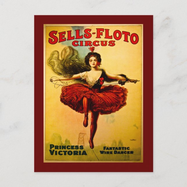 Vintages Sells Floto Circus Poster Postkarte (Vorderseite)
