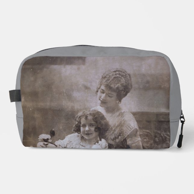 Vintages Sepia Mother & Child Portrait Waschbeutel (Vorderseite)
