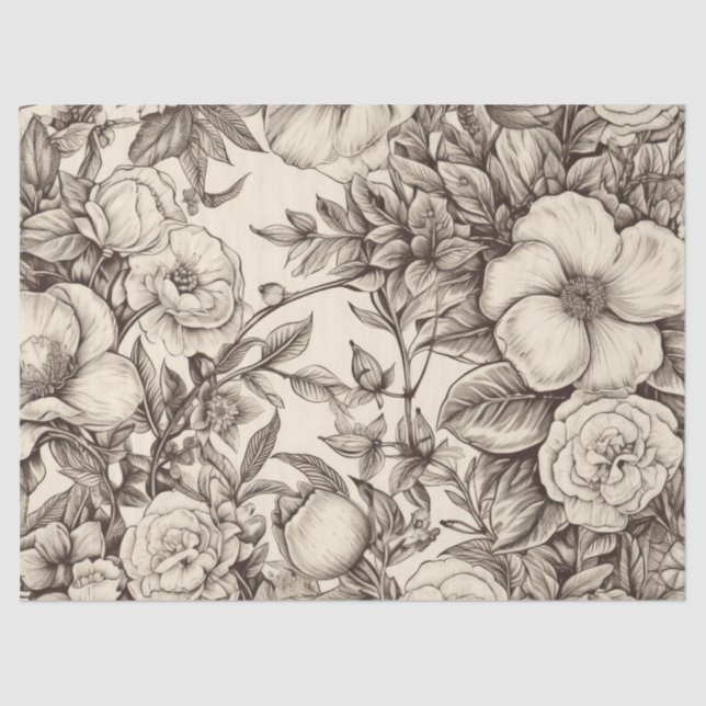 Vintages Sepia-Muster (2) Seidenpapier (Vorderseite)