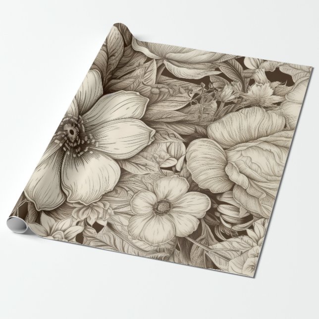 Vintages Sepia-Muster (4) Geschenkpapier (Ungerollt)