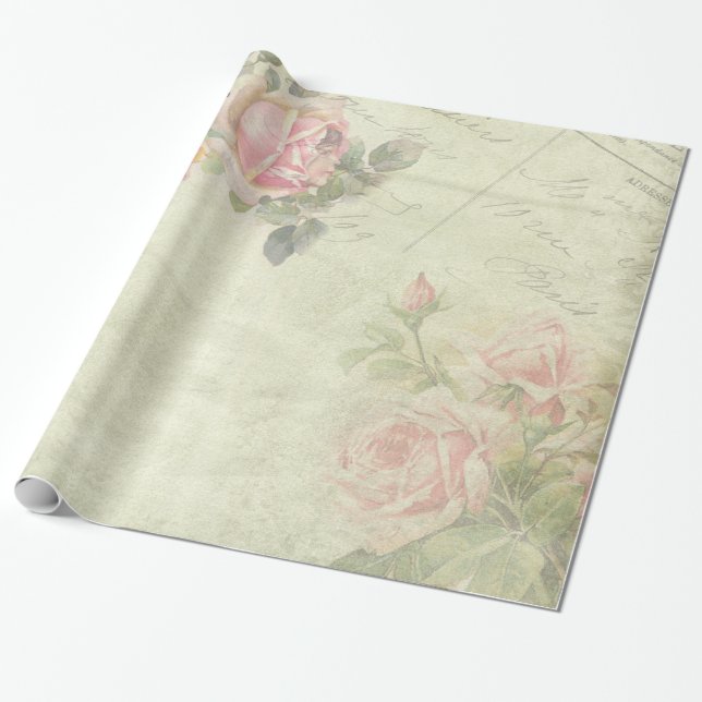Vintages Shabby Chic-Blumenart 306 einwickelnPape Geschenkpapier (Ungerollt)