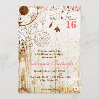 Vintages Shabby Chic Blumenkohl 16 Einladung