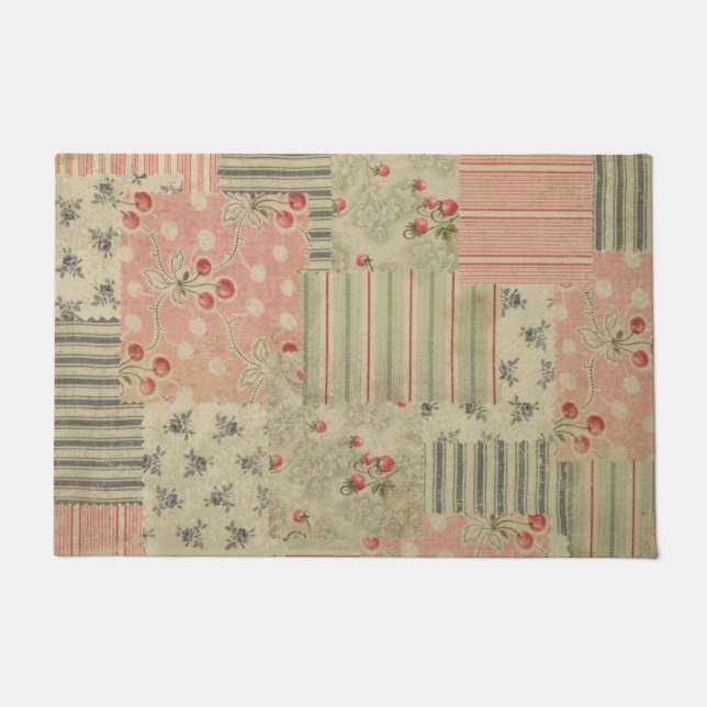 Vintages Shabby Chic Cherry Blumendekoupage Fußmatte (Vorderseite)