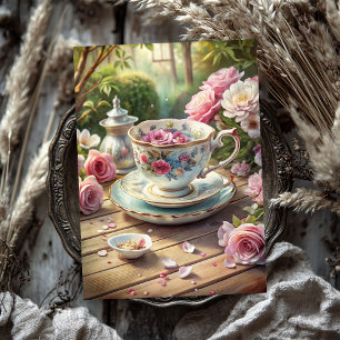 Vintages Shabby Chic Englische Tasse mit Tee-Rose Seidenpapier