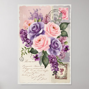 Vintages Shabby Chic Entdeckungsreise florale Coll Poster