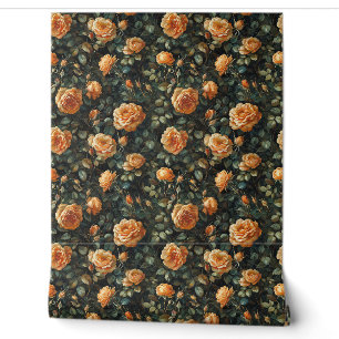 Vintages Shabby Chic Gelb Orange Englische Rose Tapete