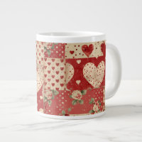 Vintages Shabby Chic Red Patchwork Muster