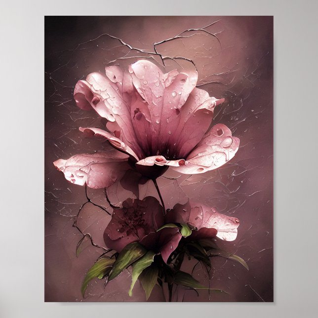 Vintages Shabby Chic Rosa Rosa Poster (Vorne)