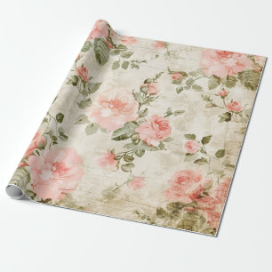 Vintages Shabby Chic Rosa Rosen Nahtloses Muster Geschenkpapier
